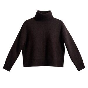 Tahari Extra Fine Merino Wool Mock Neck Sweater Brown XL